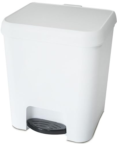 Mülleimer Treteimer 7L eckig 21x23x26cm weiss Kunststoff Büro Bad Müll