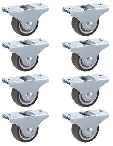 LIKERAINY Kleine Geräuscharme Räder TPR-Gummiräder Möbelrollen Ø 32 x 13 mm ohne Bremse mit Befestigungsplatte für Möbel und Kabinett Lenkrolle Tragkraft 60kg 8 Stück