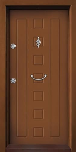 Porta blindata Portone Blindato Porta Ingresso Esterno 90x200 con Spioncino Serratura Noce PL64 (interna destra)