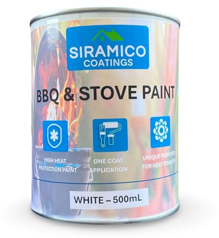 SIRAMICO COATINGS BBQ & Stove Paint - High Temperature Paint 1000°c (White, 500ml)