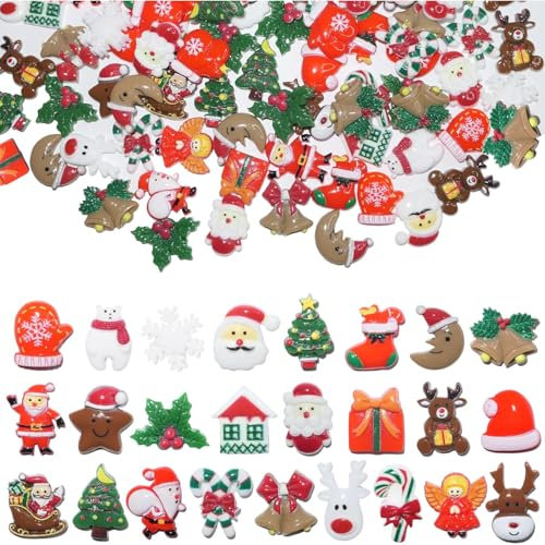 Narunii 66Pcs Figurines Miniatures de Noël de Résine Décoration de Noël,Decoration Pere Noel,Sapin de Noël,Bonhomme,Objet de noël,Petit Ornement Decoration