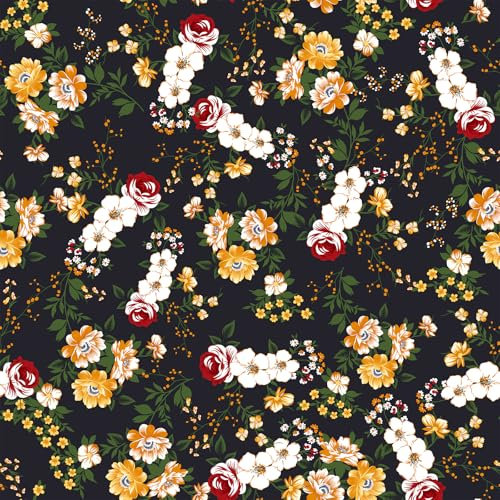 VEELIKE Dark Meadow Flower Wallpaper Vintage Black Floral Wallpaper Botanical Leaf Contact Paper Peel and Stick Patterned Wall Paper for Bedroom Bathroom Cabinet Removable 44.5cm x 300cm