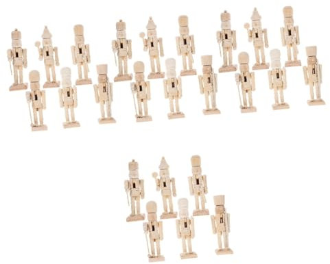 Vaguelly 24 Stück Weiße Embryo Nussknacker Schulmalerei DIY Basteln DIY Nussmann Weihnachts Nussknacker Figuren Weihnachts Nussknacker Dekoration Unbemalte Nussknacker Figuren