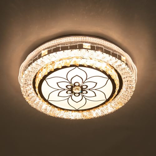 YISSALE Dimmbare Deckenleuchte Lampe mit K9 Kristall Moderne Einstellbare Deckenmontage für Schlafzimmer Küche mit Fernbedienung Beleuchtung