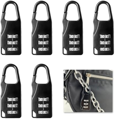 6 Piezas Mini Candado, Candados de Combinación de 3 Dígitos Cerradura de Equipaje para Equipaje y Mochilas, Alta Seguridad, Perfectos para Viajes, Gimnasio y Escuela, Duraderos y Resistentes, Negro