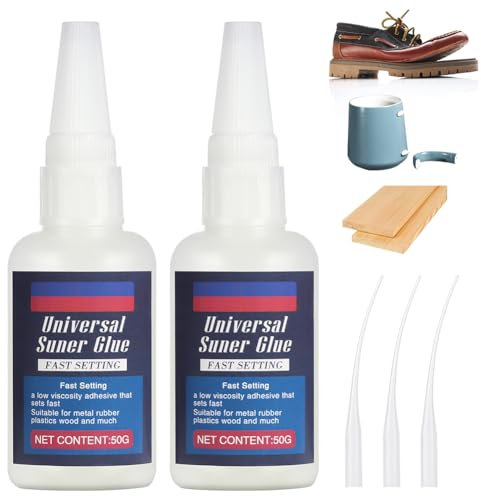 Flintronic Super Colla 50G, 2 Pezzi Colla Ad Olio Ad Alta Resistenza, Colla Istantanea Extra Forte, Per Plastica, Vetro, Lgno, Pietra, Artigianato Fai Da Tte, Molti Altri Materiali