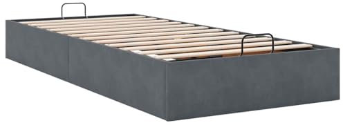 vidaXL Ottoman-Bett ohne Matratze Dunkelgrau 90x200 cm Samt, Bettrahmen, Bettgestell mit Stauraum, Polsterbett, Bettgestell, Bettrahmen mit Stauraum