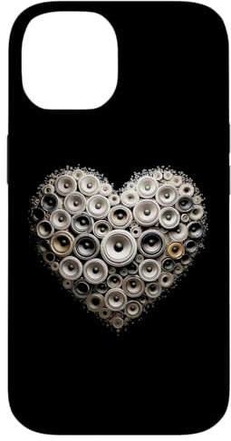 Hülle für iPhone 14 Valentine Lautsprecher & Bass Subwoofer Musik Herz Grafik