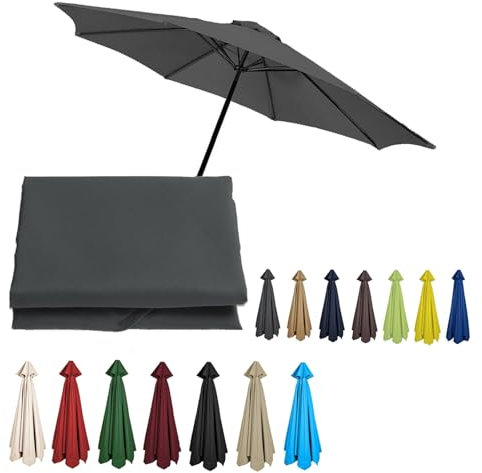 2/2.3/2.5/2.7/3/3.50m Replacement Garden Parasol Canvas 6/8 Ribs Replacement Canopy For Parasol Umbrella Replacement Cloth(Gray,9.8ft (300cm)/6 Ribs)