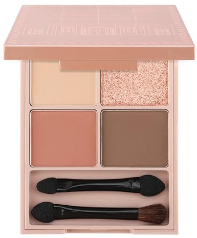 Jutqut 4 Color Eyeshadow Palette, Versatile Matte & Shimmer Shades for Natural, Long-Lasting and Smooth Lidschattenpalette, High Pigmentation Lidschatten, With Double-ended Brush and Mirror