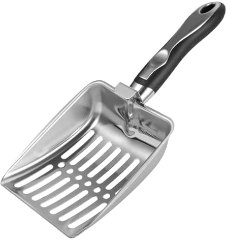 Gatti in Acciaio Inossidabile - Pala per rifiuti in Metallo | Cat Robusto sussurrante | Scooper per Scatola ergonomica per Gatti | Strumento di Pulizia Sieb-Kotschaufel | Larghezza, Pala ruggine