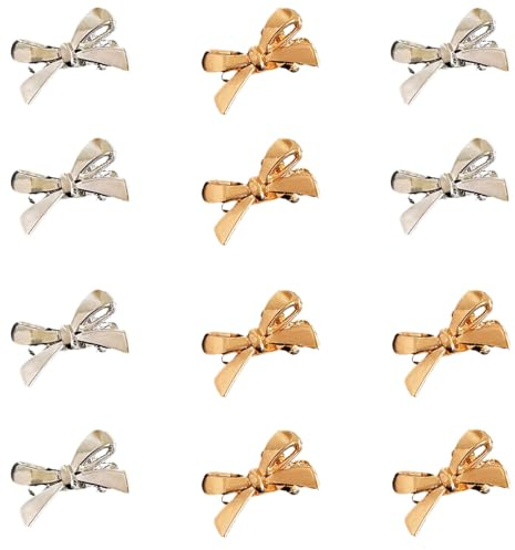 pince cheveux femme metal mini Forme d'arc 12pcs Noeud papillon epais Barettes BB hair clip étudiant Au quotidien La frange barrettes a cheveux accessoires