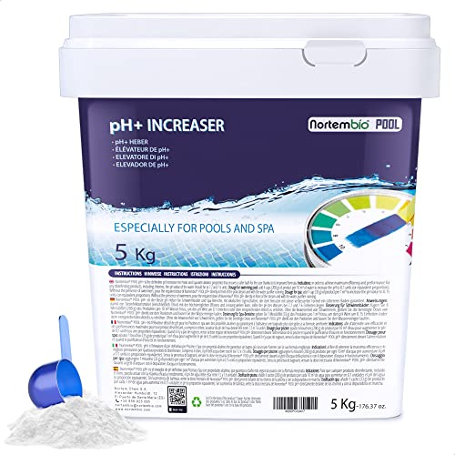 Nortembio Pool pH+ Plus 5 Kg, Organischer pH+ Heber für Schwimmbad und Spa. Verbesserung der Wasserqualität, ph-Regulierung, Vorteilhaft für die Gesundheit.