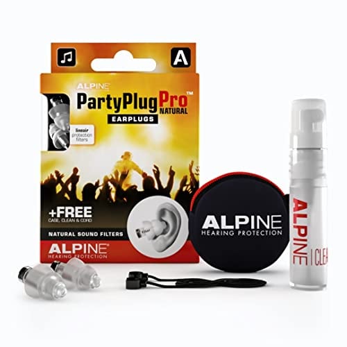 Alpine PartyPlug Pro Gehörschutz Ohrstöpsel für Konzert, Festival, Musik, Party & Disco - Höchste Musikqualität mit Naturgetreue Dämpfung - Wiederverwendbar & Hypoallergen - Mit Reiniger & Beutel