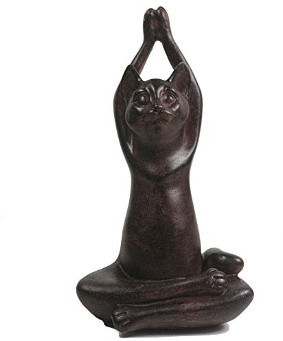 KiaoTime Rustikale Vintage-Dekofigur, Kunstharz, Tier, Katze, Yoga-Pose, perfekt für Meditationsraum oder Yoga-Praxis