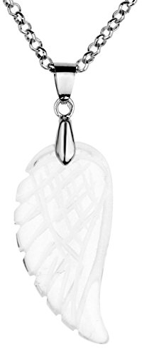 JSDDE Edelstein Charm-Anhänger Reiki Healing Stein Carved Flügel Engelsflügel Anhänger Halskette Glückbringer Pendant Bergkristall