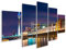 Bild Bilder auf Leinwand Bunte Nachtszene des Rheins bei Nacht in Düsseldorf. Rheinturm im weichen Nachtlicht, Nordrhein-Westfalen, Deutschland, Europa. Wandbild, Poster, Leinwandbild QHL