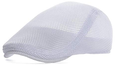 VOBOOM Herren Atmungsaktive Mesh Sommer Hut Newsboy Barett Ivy Cap Cabbie Flat Cap, Weiss/opulenter Garten, Einheitsgröße