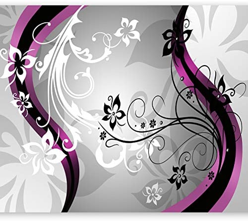 murando Fototapete selbstklebend Blumen 441x315 cm Tapete Wandtapete Klebefolie Dekorfolie Tapetenfolie Wand Dekoration Wandaufkleber Wohnzimmer Abstrakt Ornament grau rosa pink