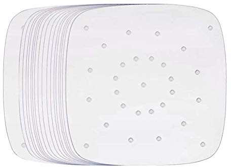 Macabolo - Confezione da 100 rivestimenti quadrati per friggitrice ad aria, antiaderenti e perforati, cestello per cottura a vapore