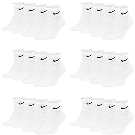 Nike SX7677 Chaussettes de sport courtes pour homme et femme Blanc/noir Taille 34 36 38 40 42 44 46 48 50, 12 paires blanches., M