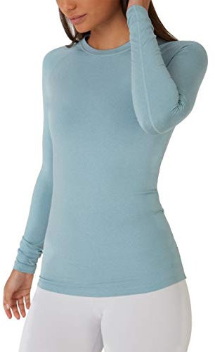 TCA SuperThermal Maglia Termica Donna Sportiva - Maglietta Manica Lunga Invernale - Magliette Termiche - Maglie Invernali - Intimo Termico Tecnico Sci - Maglia Intima Quickdry - Ciano, XS