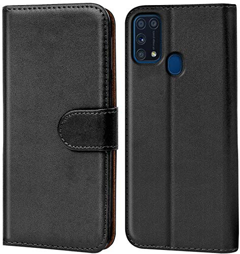 Verco Handyhülle für Samsung M31 Hülle, Klapphülle für Samsung Galaxy M31 Tasche PU Leder Flip Case Brieftasche, Schwarz