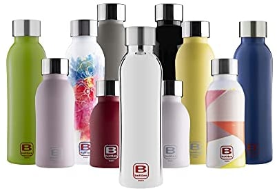 BUGATTI B Bottles Twin Botella térmica 350 ML Silver Mantiene los líquidos Calientes por 12 H fríos por 24 H y Hielo por 36 H Botella Fitness ecológica y Reutilizable de Acero Inoxidable 18/10