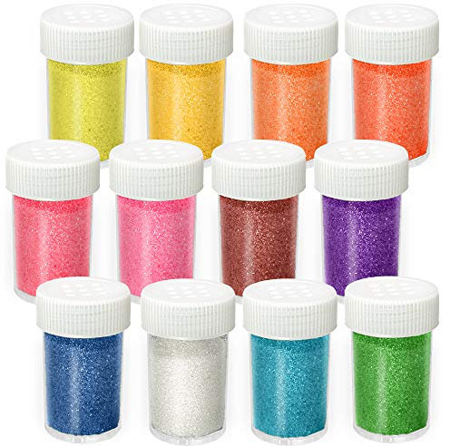 Aslanka 12 Colors Fine Glitter, Nail Art, Face, Body, Eye, Hair, Slime, Crafting, Holiday Party Glitter Powder, 120g