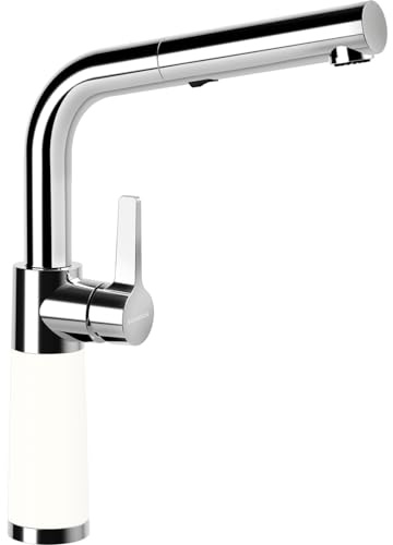 Schock 557120DAY Küchenarmatur SC-540 Day – weiße Hochdruck Armatur CRISTADUR mit ausziehbarer Schlauchbrause