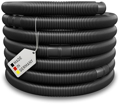 Schwimmbadschlauch Ø 38mm Saugschlauch Poolschlauch Solarschlauch Pumpenschlauch mit Muffen Made in Germany (48 m, Schwarz)