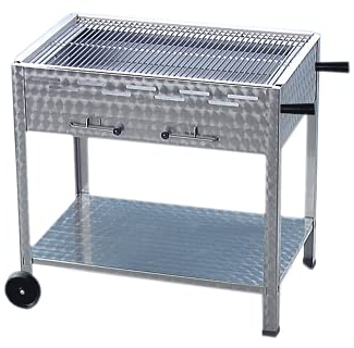 BSR-Grillen Holzkohlegrill Grillwagen mit Rollen Kohlegrill aus Edelstahl 81x53x80 cm Grillfläche 76x47 cm ideal für Privat Verein Catering Gastronomie (Grillrost Edelstahl zerlegbar)