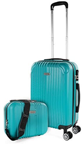 ITACA - Maleta de Cabina 55x40x20 - Maletas De Viaje Cabina Rígidas Trolley con 4 Ruedas Dobles para Avion Ligera Equipaje De Mano Compatible Ryanair, Verde Menta