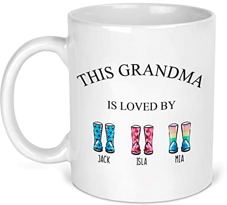 Personalised Grandma Mother's Day Mug, Customisable Mothers Day Gift, Grandma Is Loved By, Mothers Day Gift from Kids, Mum's Birthday Present, New Mum Gift