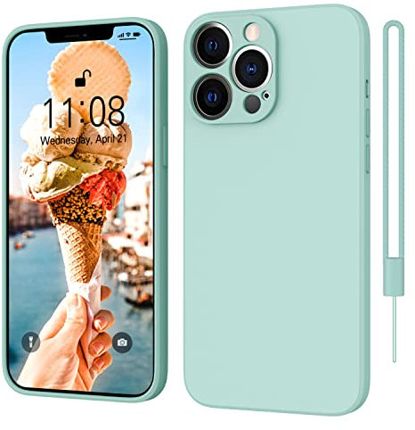 ORDA for iPhone 13 Pro Case Silicone Ultra Slim Soft Gel Rubber Cover for iPhone 13 Pro Phone Case Thin Anti-Scratch Microfiber Lining Compatible for 6.1 inch Mint Green