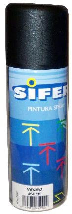 SIFER pintura spray esmalte acrilico 200ml negro mate