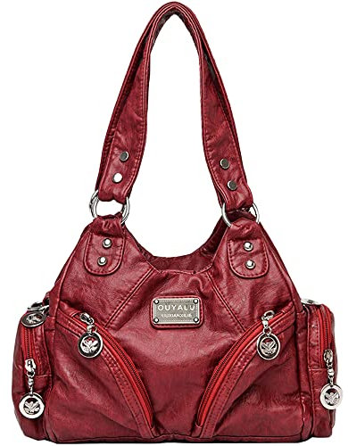 NIYUTA® Bolsos de Mujer,Bolso de Mensajero de PU Suave Retro para Mujer, Bolso de Cuero Impermeable, práctico y de Gran Capacidad，Vida Diaria, Trabajo, Viajes-Púrpura.Vino Tinto