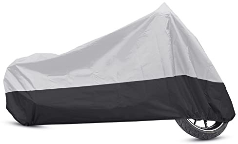 uxcell Motorcycle Cover Motorbike Cover Rain Dust Protector XXXL for Harley Touring Road King Electra Glide Street Glide Full Dress Cruiser Silver Tone Black 190T