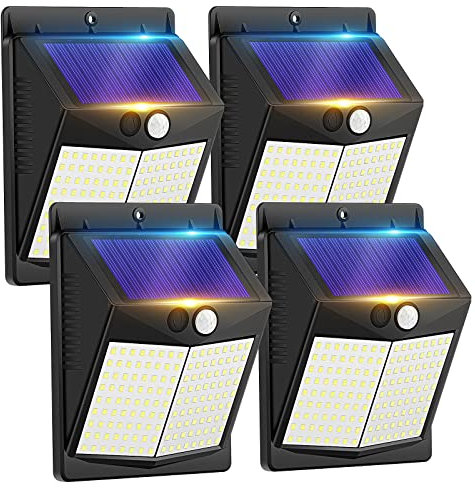 Outdoor Solar Lights Motion Sensor - 150LED Solar Powered Garden Lights IP65 Waterproof Outside Security Wall Lighting for Fence Front Door Yard Garage