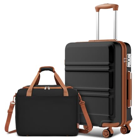 KONO 55cm Handgepäck Koffer Set 2 Teilig mit Ryanair Reisetasche 40x30x20cm | Gepäck-sets für Airlines, Luggage Set mit TSA Schloss, Leicht ABS+PC Hartschale, Koffer Klein mit Rollen