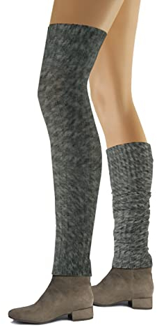 sesto senso Stulpen Damen Baumwolle Beinwärmer Overknee Waden Winter Strick Wadenwärmer zopfmuster dunkle Melange