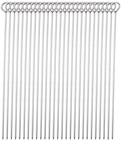 HONSHEN 30 Pack 10 Inch Metal Barbecue Skewers, Stainless Steel BBQ Skewers, Shish Kebab Kabob Skewers (BBQ 10Inch-30p)