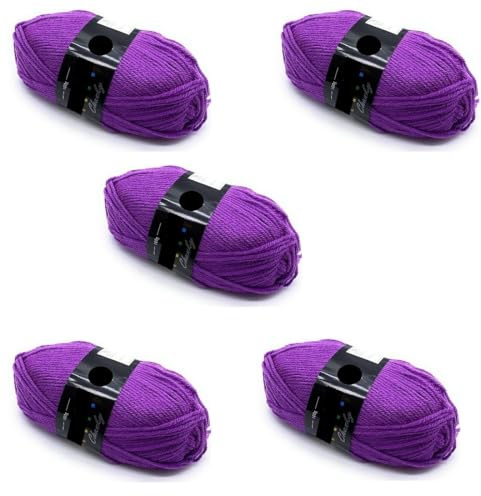 Lexicon Select Pack of 5 x 100g Balls Purple Chunky Wool - Thistle
