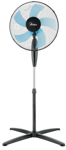 Ardes - AR5ST40PN Ventilatore a Piantana STEELO 40N 5 Pale - Ventilatore Base 40 cm Oscillante con Inclinazione Regolabile - Ventilatore a Piantana Silenzioso 3 Velocità