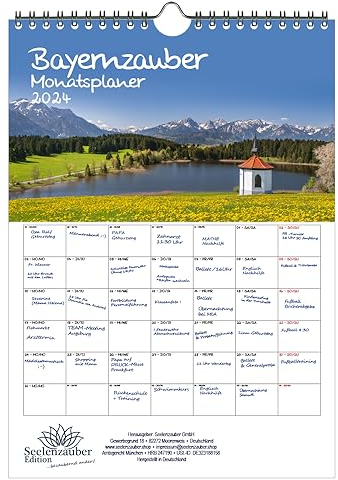 Bayernzauber Planer DIN A4 Kalender für 2024 Urlaub Reise Berge Bayern - Seelenzauber