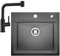 CECIPA 50x45cm Evier Cuisine Noir 1 Bac avec Robinet Cuisine Douchette Noir
