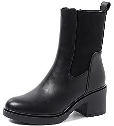 QUEEN HELENA Stivali Chelsea Stivaletti con Tacco Donna X29-97 (Nero, Sistema Taglie Calzature EU, Adulto, Donna, Numero, Media, 36)