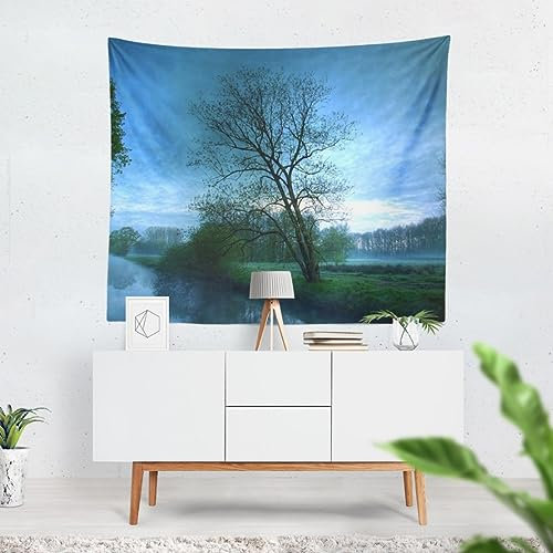 CEVAN Tapisserie Photo Papier Peint Tableau Decoration Murale Moderne Abstrait Arbre Table Tapisserie Tenture Murale Voyage Vert Décoration Murale Tissu Imprimé 150x130 cm