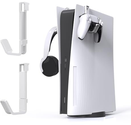 Wall Mount Headset Stand Hanger For PS5 Slim Console, Headphone/Controller Hanger Holder Hook, White