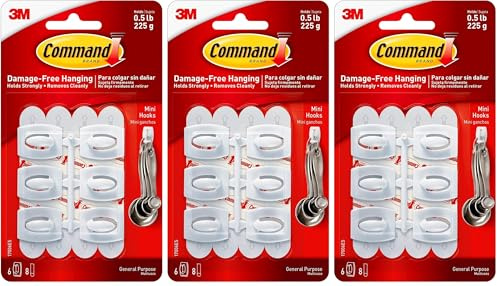Command Mini Hooks Strips (17006) - White (Pack of 3)